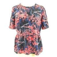 Whistles Size 10 Tropical Floral Peplum Silk Shell Top