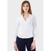 White Tie Wrap Over Long Sleeve Blouse