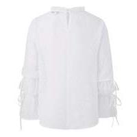 White High Neck Fluted Sleeve Blouse