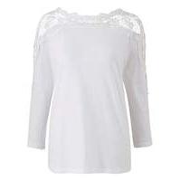 white crochet sleeve jersey top