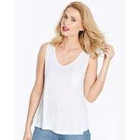 White Pocket V Neck Jersey Vest