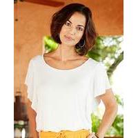 White Ruffle Sleeve Jersey Top