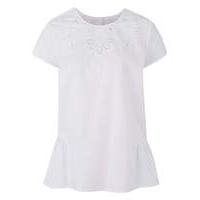 White Embroidered Blouse With Peplum Hem