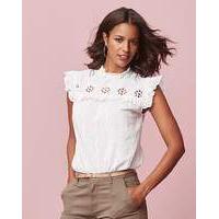 White Embroidered Yoke Blouse