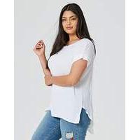 White Curved Dip Back Ribbed Top