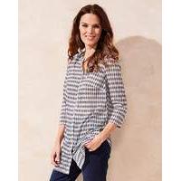 White Print Button Through Tunic