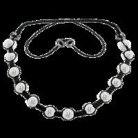 White 10mm Crystal & Magnetite Black Cord Necklace