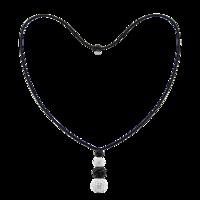 white black four drop crystal black cord necklace