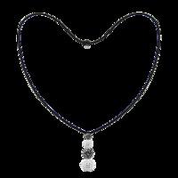 white grey four drop crystal black cord necklace