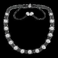 White 10mm Crystal & Magnetite Black & White Cord Necklace