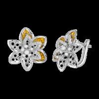 White &Yellow Crystal, White & Black Enamal set in Sterling Silver