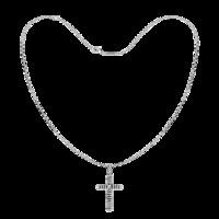 White & Black Crystal 18ctWhite Gold Plated Sterling Silver Cross...