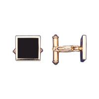 Whitby Jet And 9ct Yellow Gold Cufflinks Square