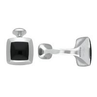 Whitby Jet And Silver Cufflinks Domed Square