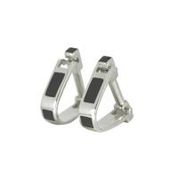 whitby jet and silver cufflinks rectangular