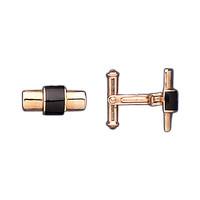 Whitby Jet And 9ct Yellow Gold Cufflinks Bar Set