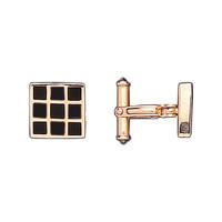 Whitby Jet And 9ct Yellow Gold Cufflinks Chequered