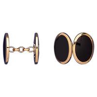 Whitby Jet And 9ct Yellow Gold Cufflinks Framed Oval