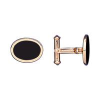 Whitby Jet And 9ct Yellow Gold Cufflinks Framed Oval