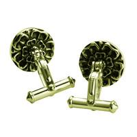 whitby jet and 9ct yellow gold cufflinks great yorkshire show rose bac ...