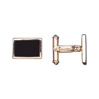 Whitby Jet And 9ct Yellow Gold Cufflinks Oblong