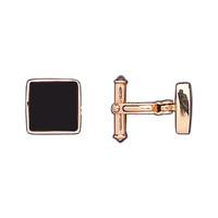 Whitby Jet And 9ct Yellow Gold Cufflinks Square