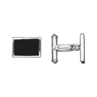 Whitby Jet And Silver Cufflinks Oblong
