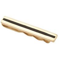 Whitby Jet & 9ct Yellow Gold Tie Slide Inlaid Oblong