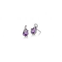 White Gold & Amethyst Teardrop Stud Earrings