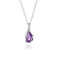 White Gold & Amethyst Teardrop Pendant