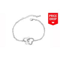 White Gold Plated Entwined Hearts Bracelet