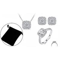 White Created Sapphire Trio Jewellery Set