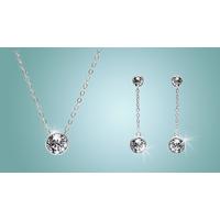 White Gold Tri Set With Crystals From Swarovski
