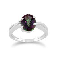 White 9ct Gold 2.00ct Oval Cut Mystic Topaz Classic Single Stone Ring