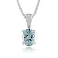 white 9ct gold 060ct aquamarine classic oval pendant on chain