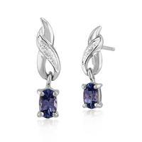 White 9ct Gold 0.38ct Iolite & Diamond Classic Drop Earrings