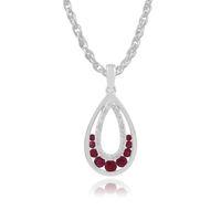 white 9ct gold 052ct natural ruby 012ct diamond pendant on chain