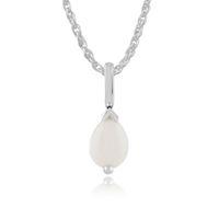 White 9ct Gold 0.38ct Pear Cut Opal Single Stone Pendant on Chain
