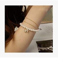 White Pearl Strand Bracelet Chain Set