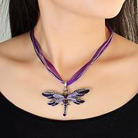 Wholesale Colored Dragonfly Shape Braided Rope Choker Necklace