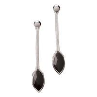 Whitby Jet Earrings Drop Marquise Silver