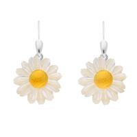 White Mother of Pearl Earrings Daisy Tuberose Siver