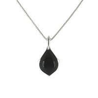 Whitby Jet Necklace Two Slim Drops Silver