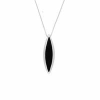 Whitby Jet Pendant Toscana Long Marquise Sterling Silver