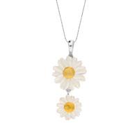 White Mother Of Pearl Necklace Twin Daisy Tuberose Silver