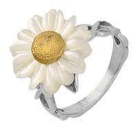 White Mother Of Pearl Ring Daisy Tuberose Siver Small