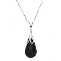 whitby jet necklace tulip silver