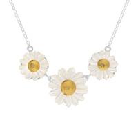 white mother of pearl necklace three daisy tuberose silver