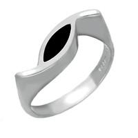 Whitby Jet Ring Toscana Overlaping Marquise Sterling Silver