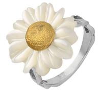 White Mother of Pearl Ring Daisy Tuberose Siver Large